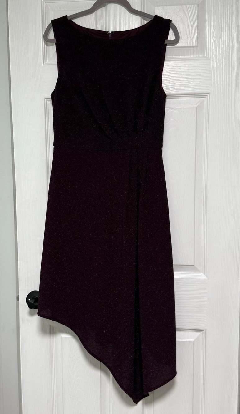 Simply Vera Verawang Women's Plum Metallic Asymmetrical Dress Size Medium